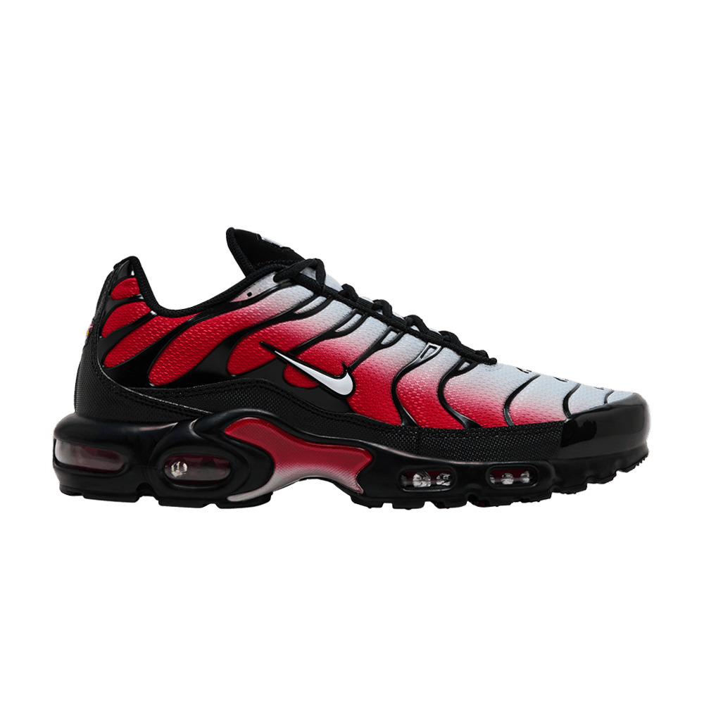 NIKE AIR MAX PLUS PURE PLATINUM UNIVERSITY RED BLACK WHITE