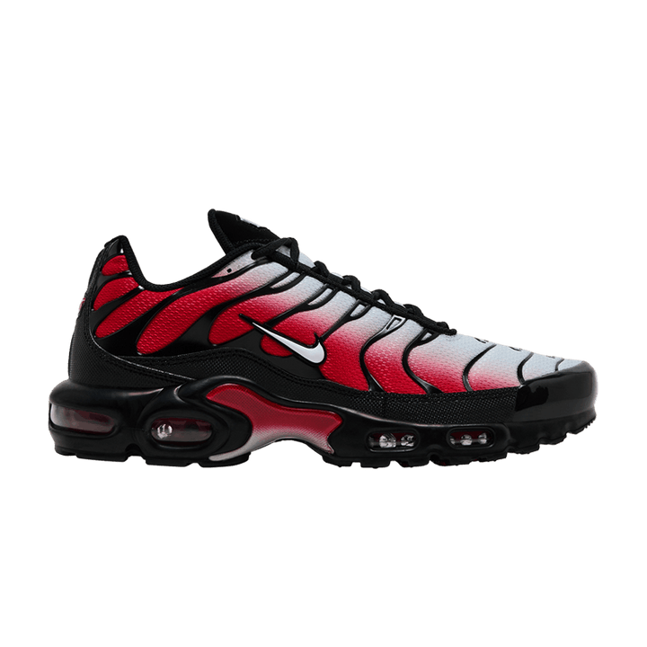 NIKE AIR MAX PLUS PURE PLATINUM UNIVERSITY RED BLACK WHITE