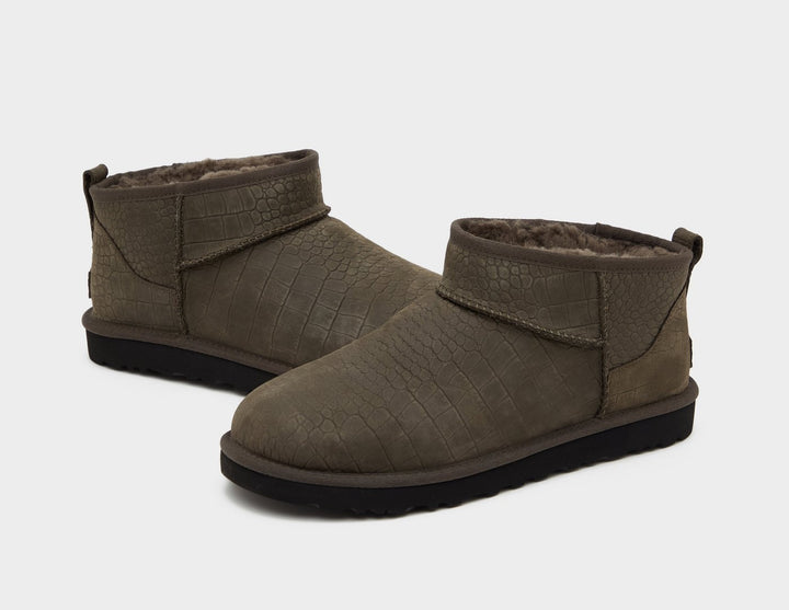 UGG CLASSIC ULTRA MINI EMBOSSED BOOT GREY