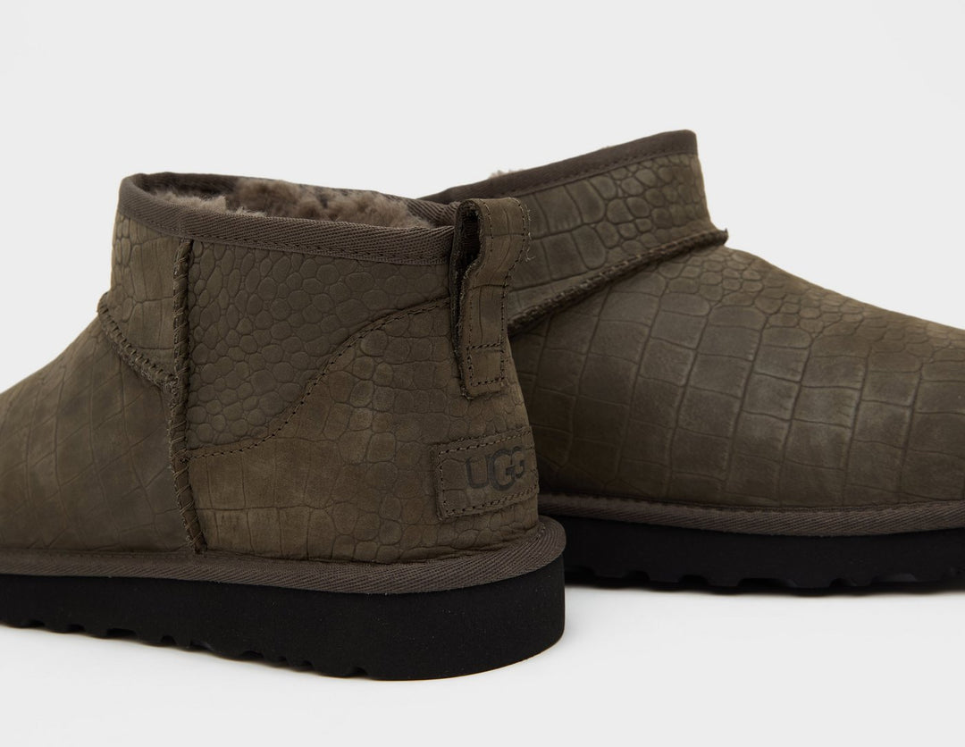 UGG CLASSIC ULTRA MINI EMBOSSED BOOT GREY