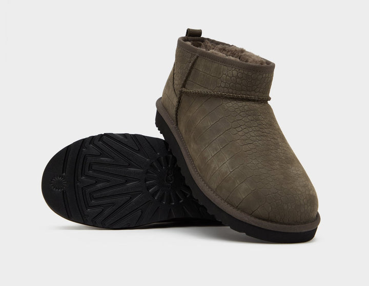 UGG CLASSIC ULTRA MINI EMBOSSED BOOT GREY
