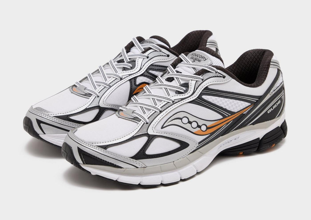 SAUCONY PROGRID GUIDE 7 WHITE SILVER ORANGE