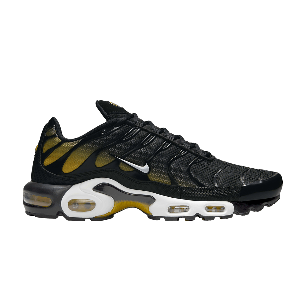 NIKE AIR MAX PLUS BLACK UNIVERSITY GOLD WHITE