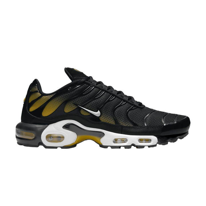 NIKE AIR MAX PLUS BLACK UNIVERSITY GOLD WHITE