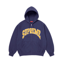 SUPREME CRACKED RAGLAN ZIP UP HOODED SWEATSHIRT 'WASHED NAVY'