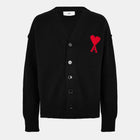 AMI PARIS SMALL A HEART CARDIGAN BLACK RED
