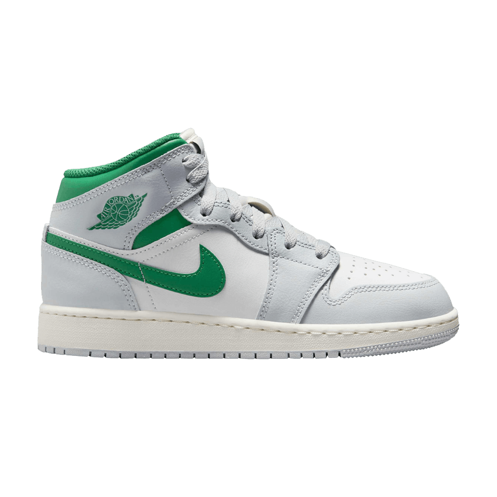 JORDAN 1 MID WHITE PURE PLATINUM PINE GREEN (GS)