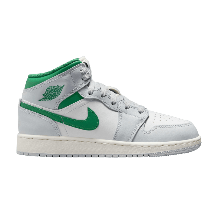 JORDAN 1 MID WHITE PURE PLATINUM PINE GREEN (GS)