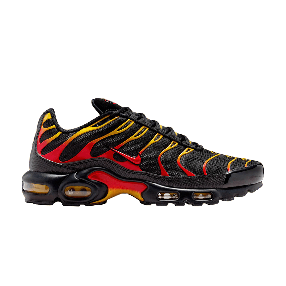 NIKE AIR MAX PLUS BLACK UNIVERSITY GOLD RED