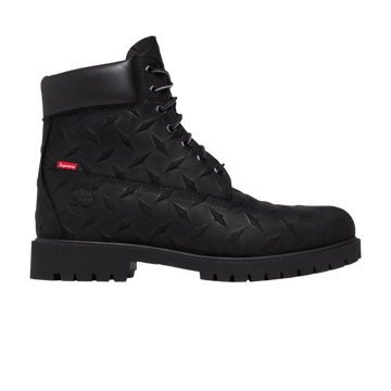SUPREME X TIMBERLAND 6 INCH PREMIUM WATERPROOF BOOT EMBOSSED DIAMOND PLATE BLACK — Stock