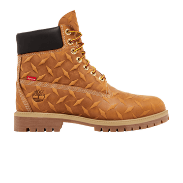 SUPREME X TIMBERLAND 6 INCH PREMIUM WATERPROOF BOOT EMBOSSED DIAMOND PLATE WHEAT — Stock