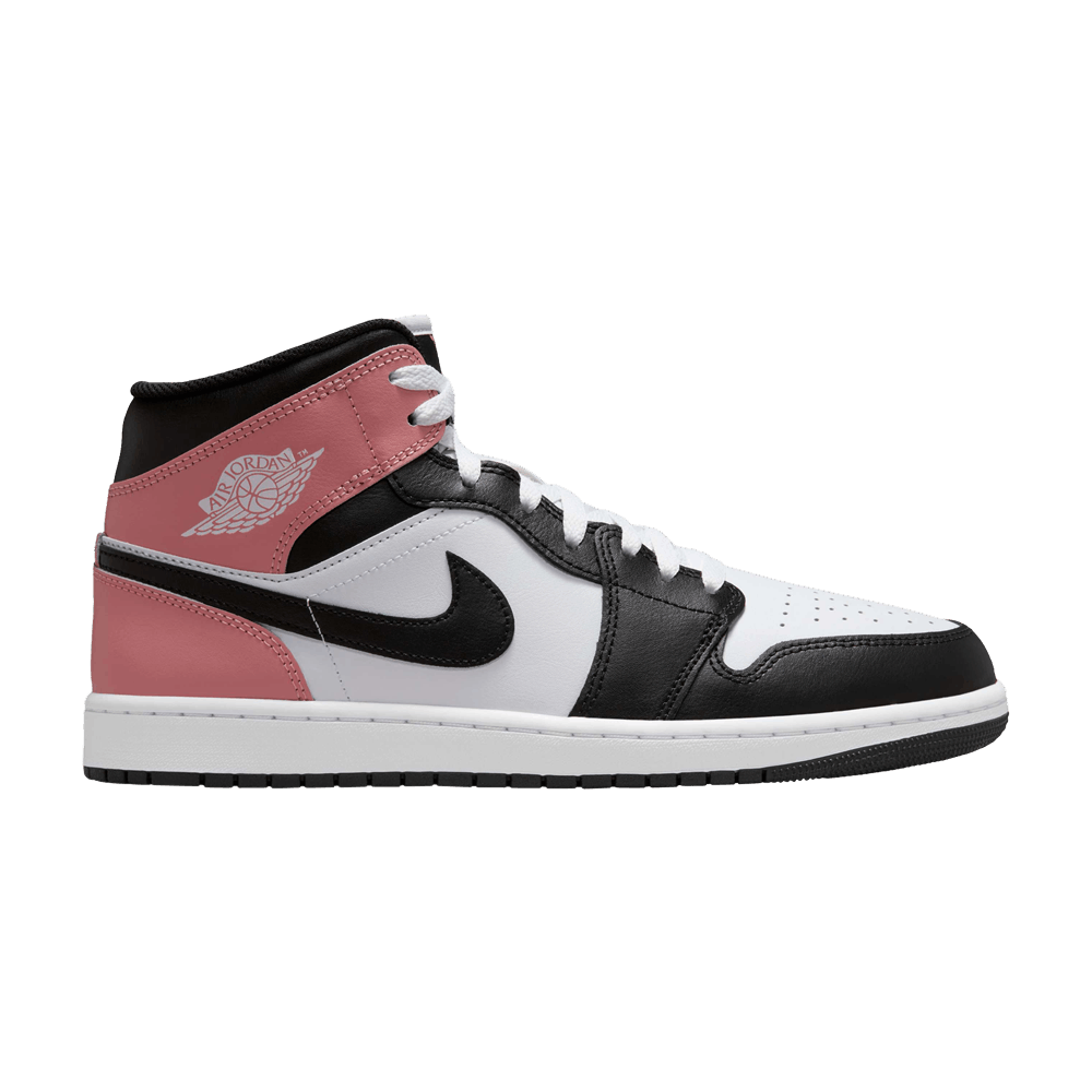 JORDAN 1 MID WHITE RUST PINK BLACK
