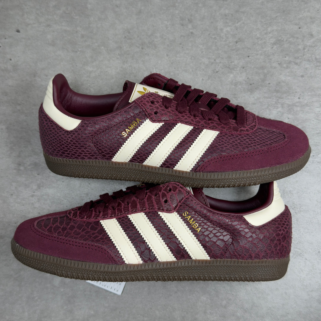 ADIDAS SAMBA OG SNAKESKIN MAROON CREAM WHITE (WOMEN&