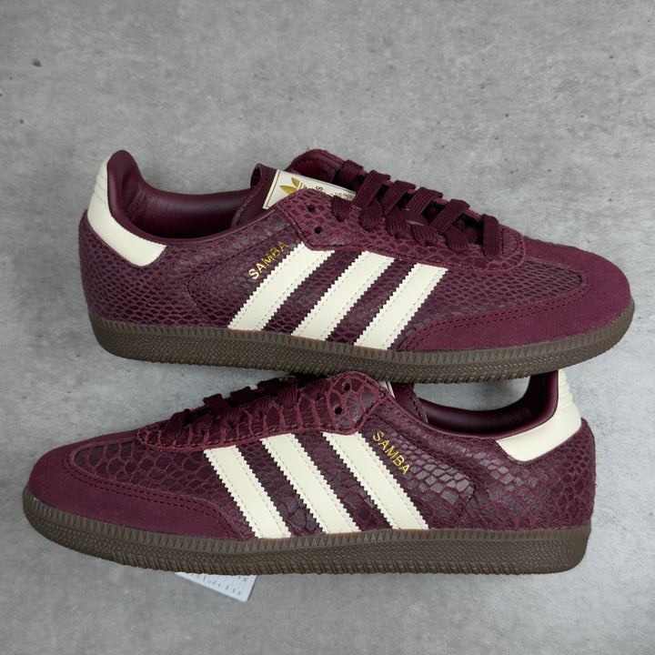 ADIDAS SAMBA OG SNAKESKIN MAROON CREAM WHITE (WOMEN&