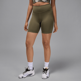 JORDAN SPORT WOMEN'S HIGH-WAISTED 7" BIKE SHORTS MEDIUM OLIVE/WHITE