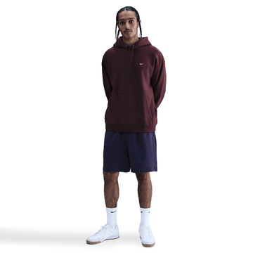 NIKE SOLO SWOOSH MEN'S PULLOVER HOODIE BURGUNDY CRUSH/BURGUNDY CRUSH/WHITE — Stock