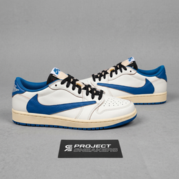 FRAGMENT DESIGN X TRAVIS SCOTT X AIR JORDAN 1 RETRO LOW OG 'WHITE BLUE'