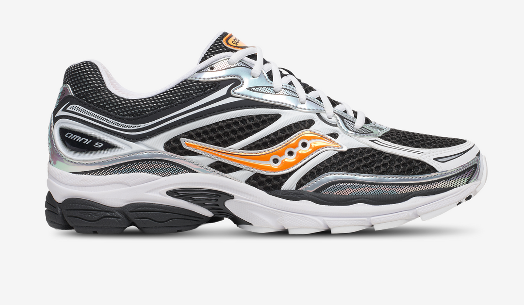 SAUCONY PROGRID OMNI 9 SPEED SHADES WHITE BLACK ORANGE