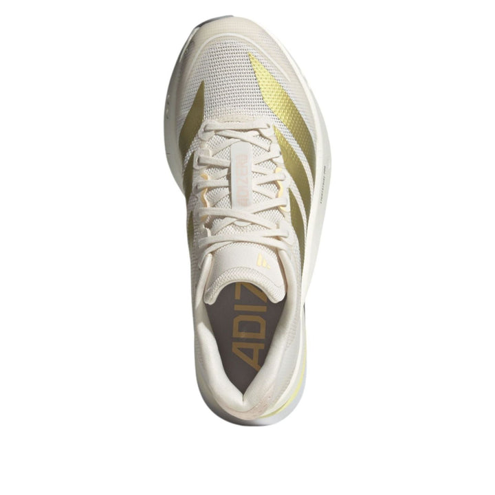 ADIDAS ADIZERO BOSTON 13 CHALK WHITE GOLD METALLIC ORANGE TINT WOMENS