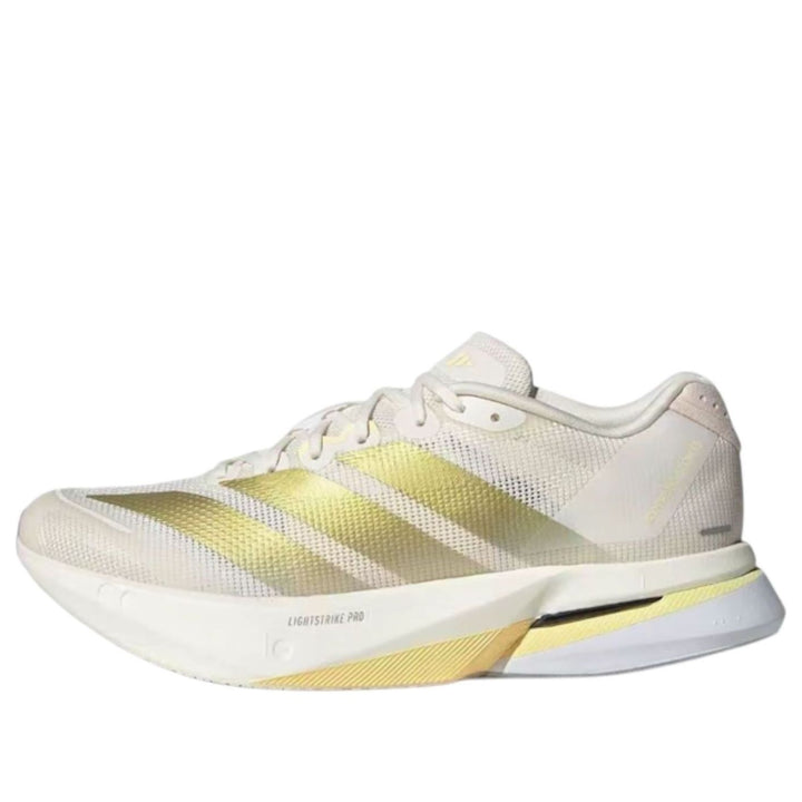 ADIDAS ADIZERO BOSTON 13 CHALK WHITE GOLD METALLIC ORANGE TINT WOMENS