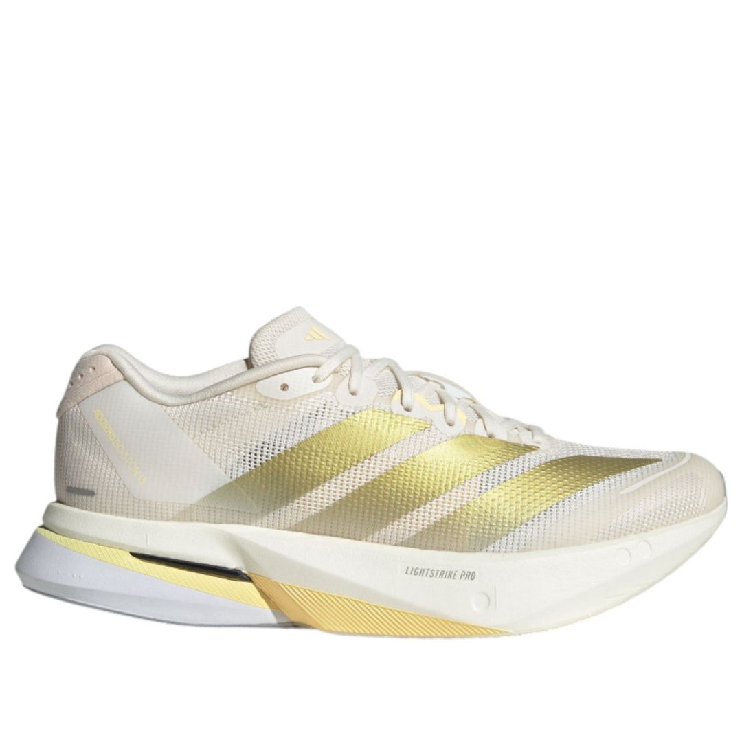 ADIDAS ADIZERO BOSTON 13 CHALK WHITE GOLD METALLIC ORANGE TINT WOMENS