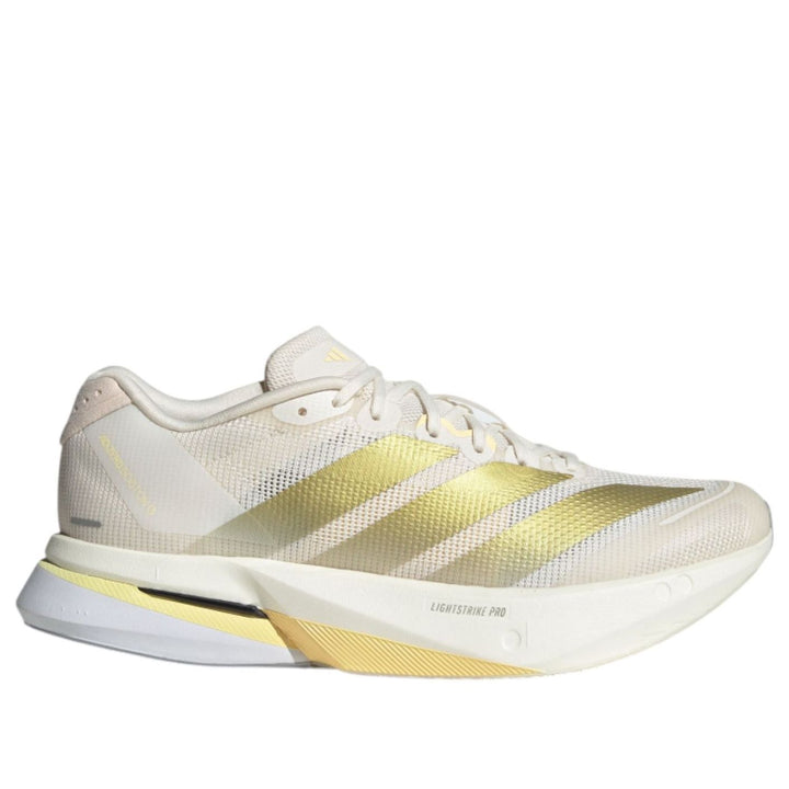 ADIDAS ADIZERO BOSTON 13 CHALK WHITE GOLD METALLIC ORANGE TINT WOMENS
