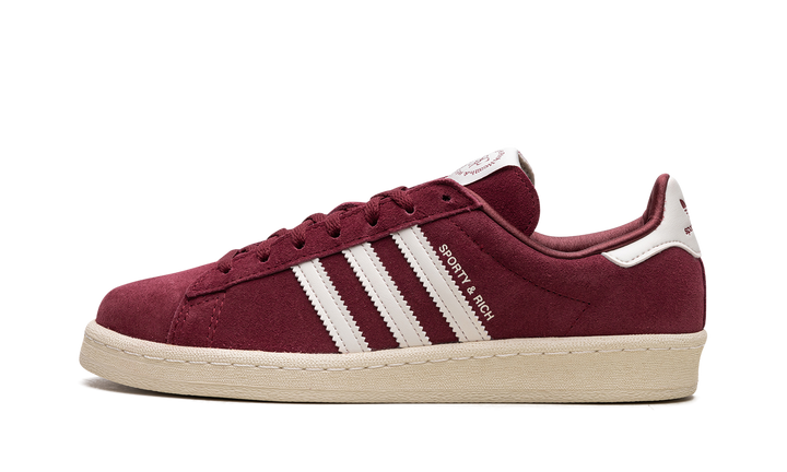 ADIDAS CAMPUS 80S X SPORTY &amp; RICH COLLEGIATE BURGUNDY