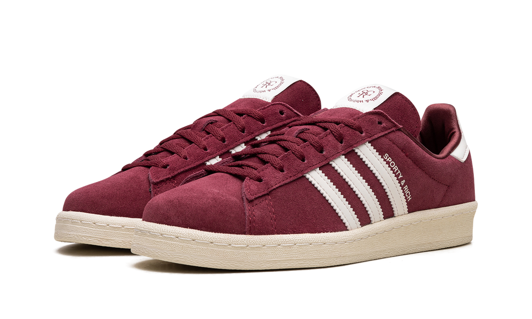 ADIDAS CAMPUS 80S X SPORTY &amp; RICH COLLEGIATE BURGUNDY