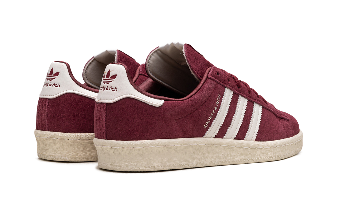 ADIDAS CAMPUS 80S X SPORTY &amp; RICH COLLEGIATE BURGUNDY