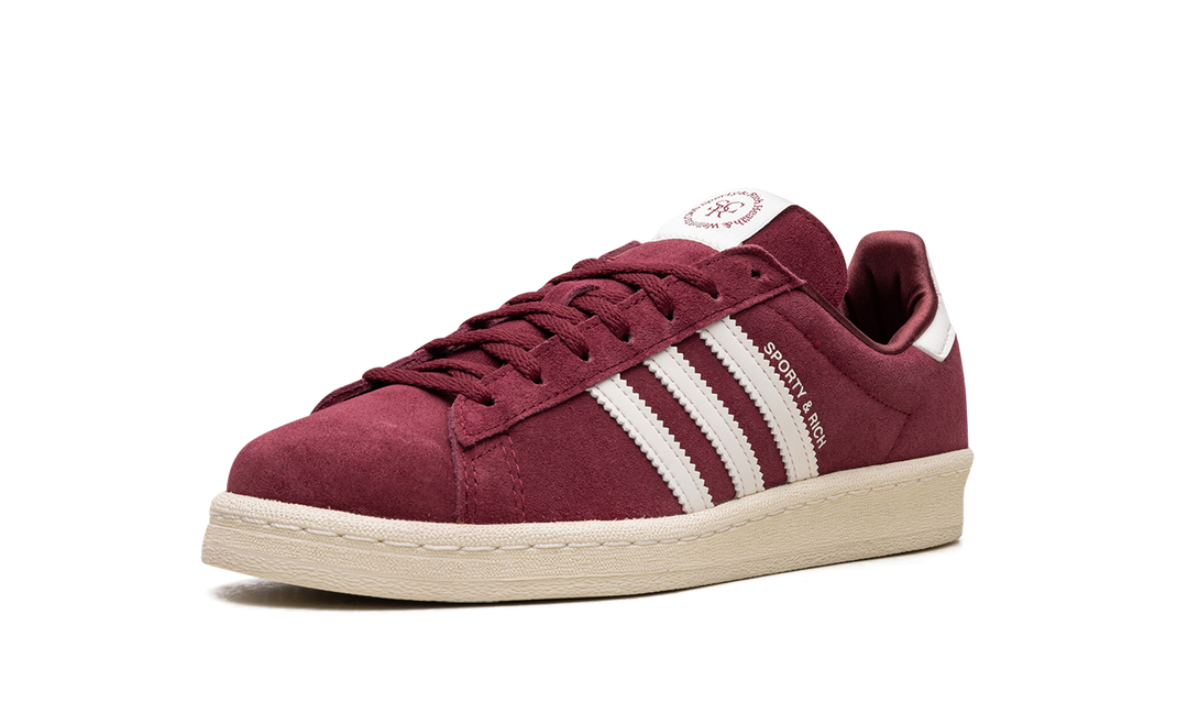 ADIDAS CAMPUS 80S X SPORTY &amp; RICH COLLEGIATE BURGUNDY