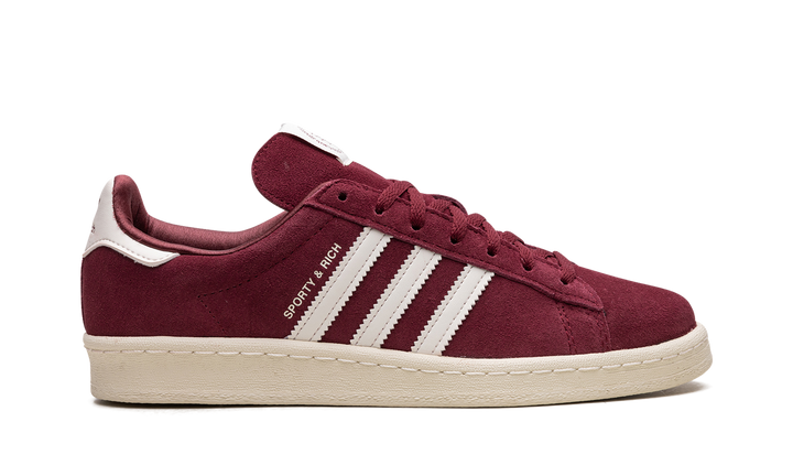 ADIDAS CAMPUS 80S X SPORTY &amp; RICH COLLEGIATE BURGUNDY