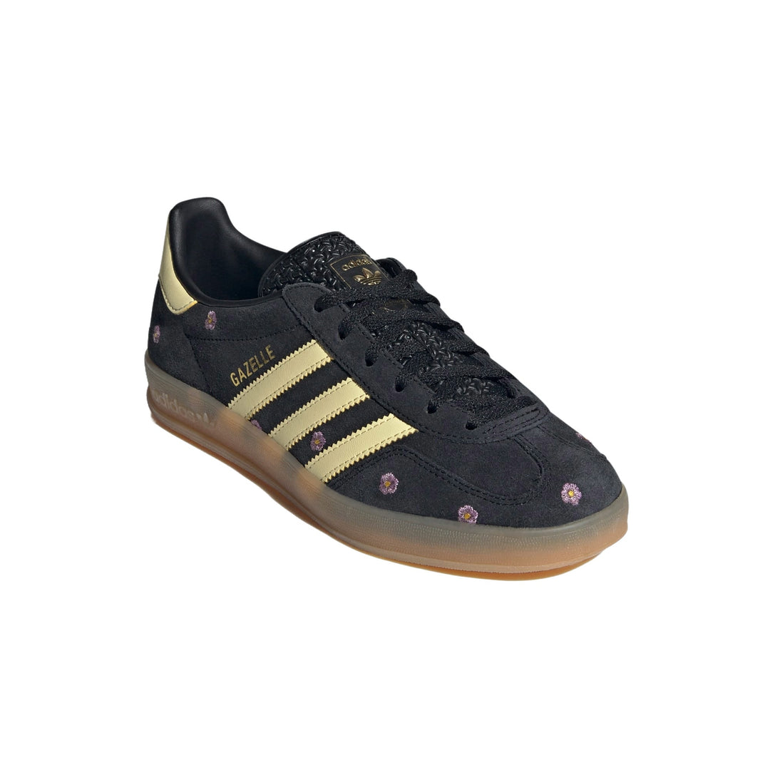 ADIDAS GAZELLE INDOOR CORE BLACK ALMOST YELLOW FLORAL WOMENS