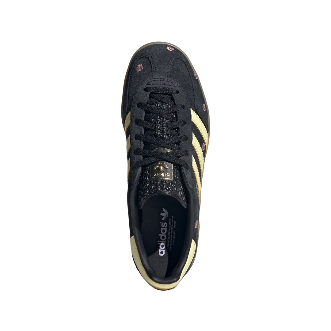 ADIDAS GAZELLE INDOOR CORE BLACK ALMOST YELLOW FLORAL WOMENS