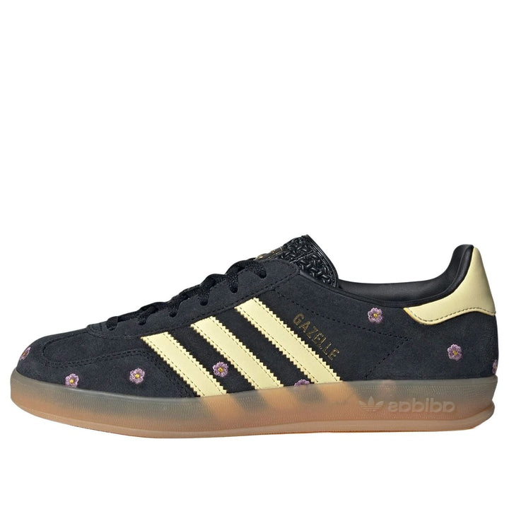 ADIDAS GAZELLE INDOOR CORE BLACK ALMOST YELLOW FLORAL WOMENS