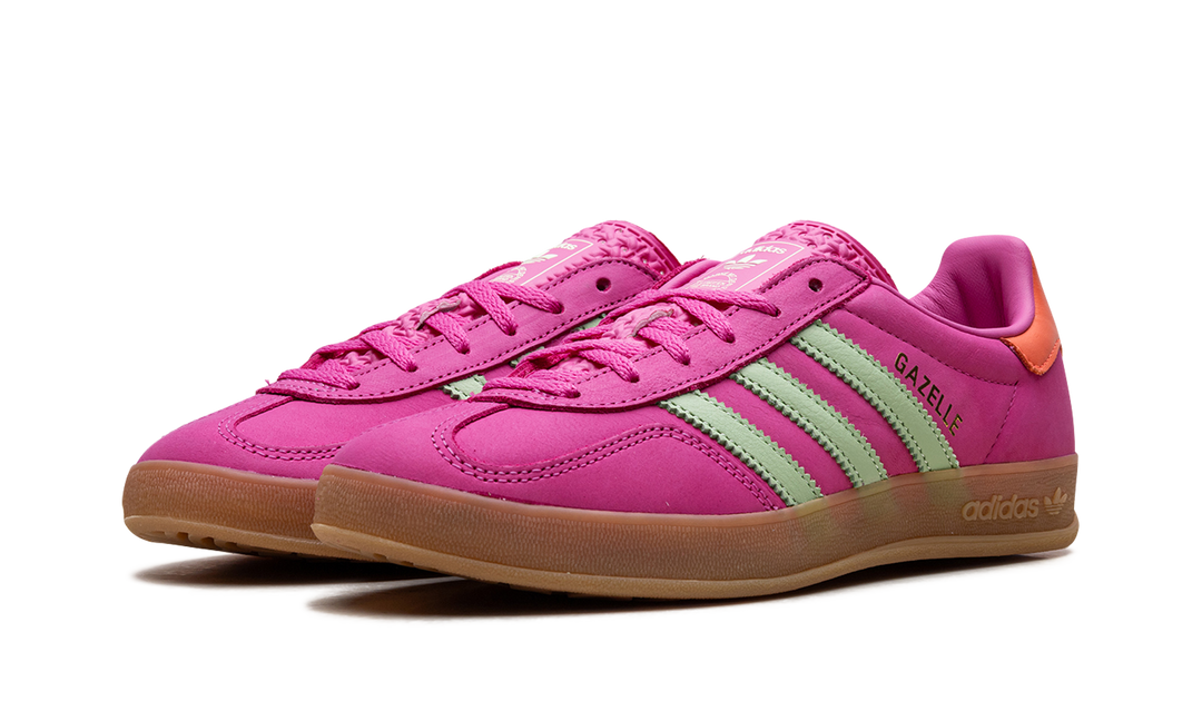 ADIDAS GAZELLE INDOOR SEMI LUCID FUCHSIA SEMI GREEN SPARK CORAL WOMENS