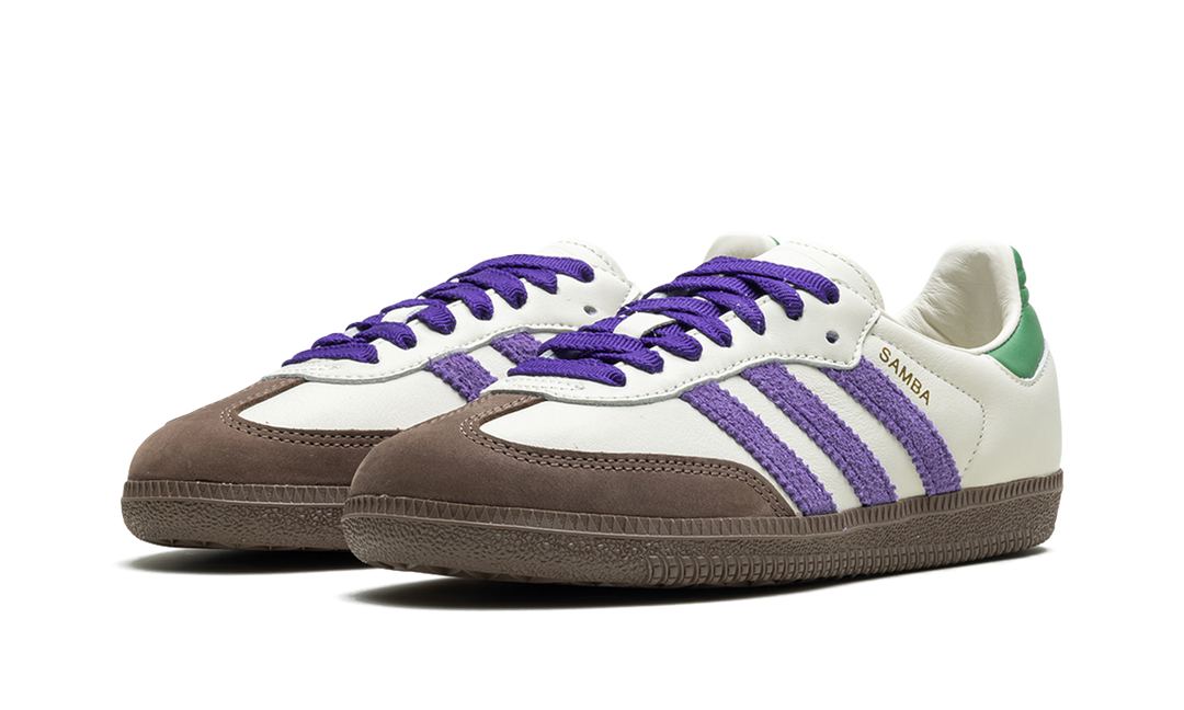 ADIDAS SAMBA OG OFF WHITE CORE PURPLE GREEN BROWN WOMENS