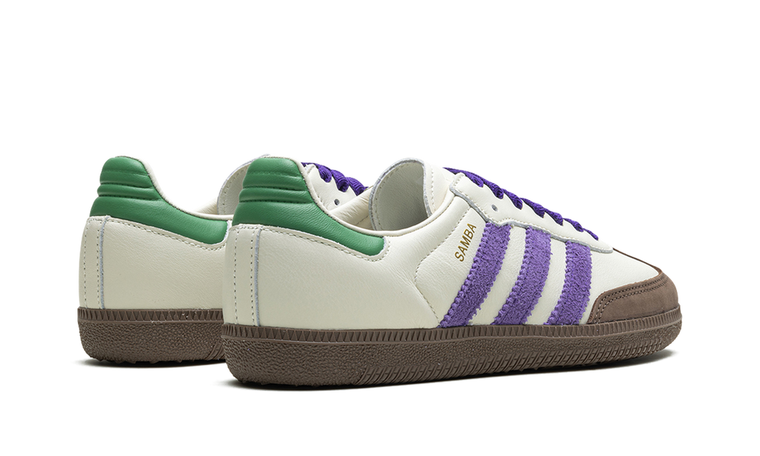 ADIDAS SAMBA OG OFF WHITE CORE PURPLE GREEN BROWN WOMENS