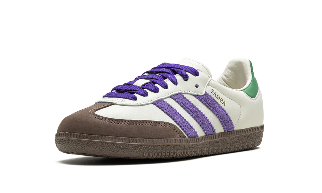 ADIDAS SAMBA OG OFF WHITE CORE PURPLE GREEN BROWN WOMENS