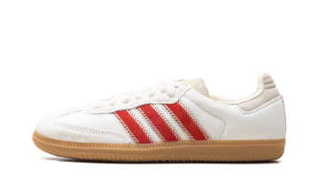 ADIDAS SAMBA OG PONY HAIR WONDER BEIGE BETTER SCARLET (WOMEN'S) — Stock