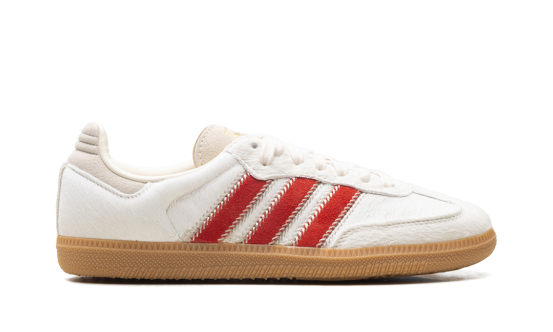 ADIDAS SAMBA OG PONY HAIR WONDER BEIGE BETTER SCARLET (WOMEN&