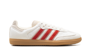 ADIDAS SAMBA OG PONY HAIR WONDER BEIGE BETTER SCARLET (WOMEN'S) — Stock
