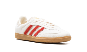 ADIDAS SAMBA OG PONY HAIR WONDER BEIGE BETTER SCARLET (WOMEN'S) — Stock