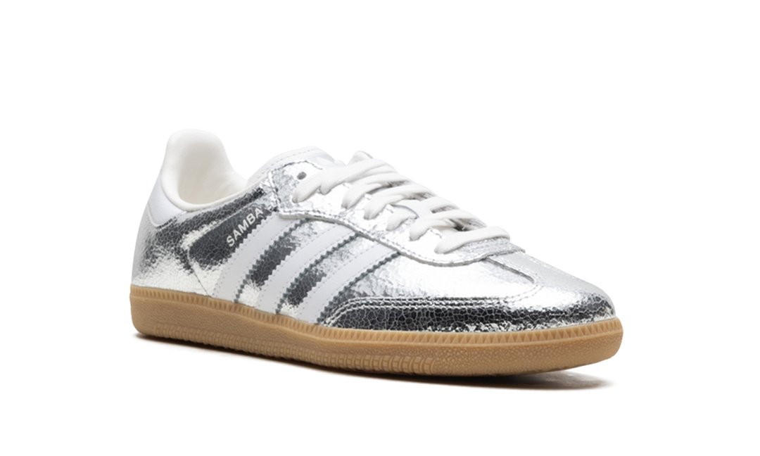 ADIDAS SAMBA OG SILVER METALLIC CRACKED LEATHER (WOMEN&