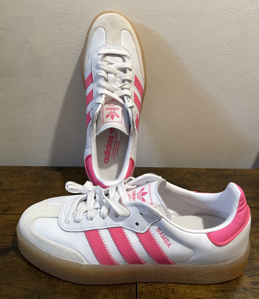 ADIDAS SAMBAE WHITE OFF WHITE LUCID PINK WOMENS