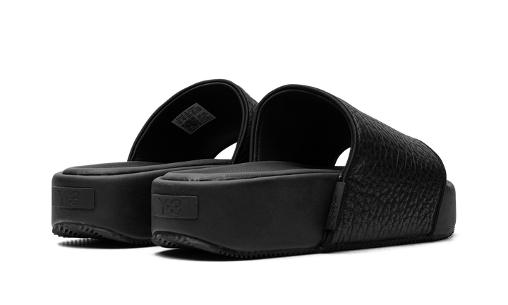 ADIDAS Y-3 SLIDES TUMBLED LEATHER BLACK