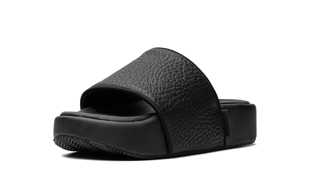 ADIDAS Y-3 SLIDES TUMBLED LEATHER BLACK