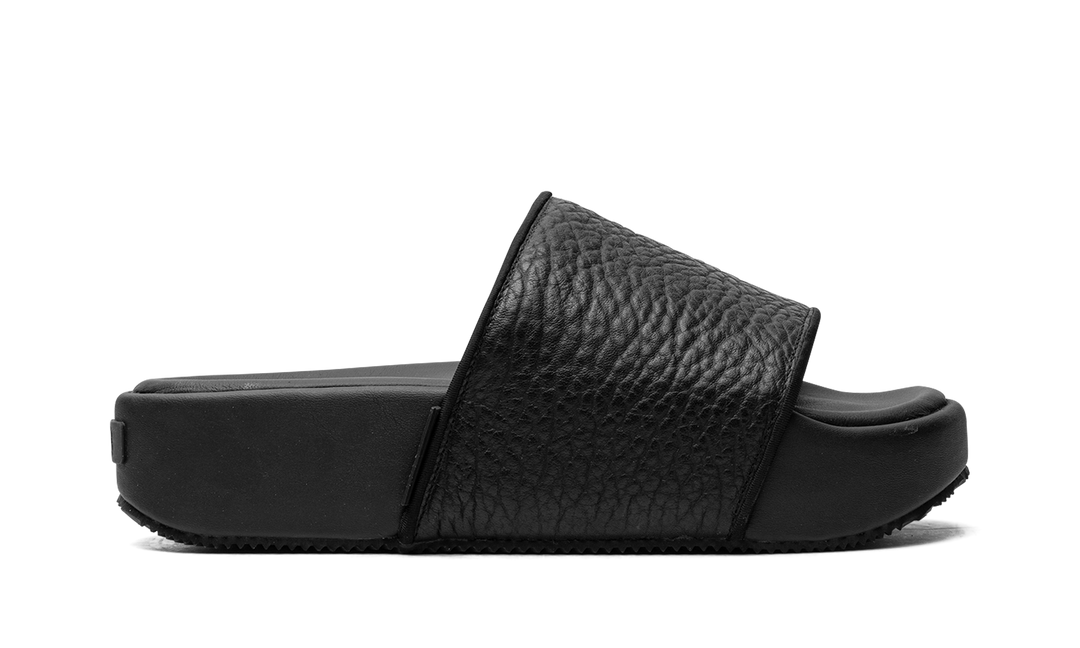 ADIDAS Y-3 SLIDES TUMBLED LEATHER BLACK