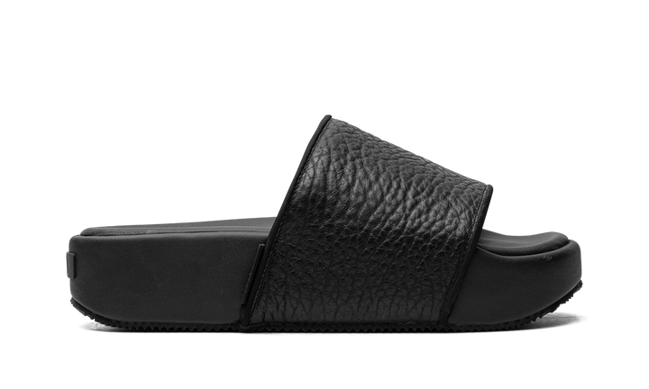 ADIDAS Y-3 SLIDES TUMBLED LEATHER BLACK