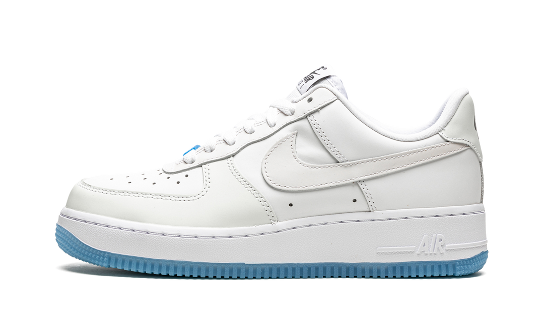 NIKE AIR FORCE 1 LOW UV REACTIVE SWOOSH WHITE BLUE PINK WOMENS
