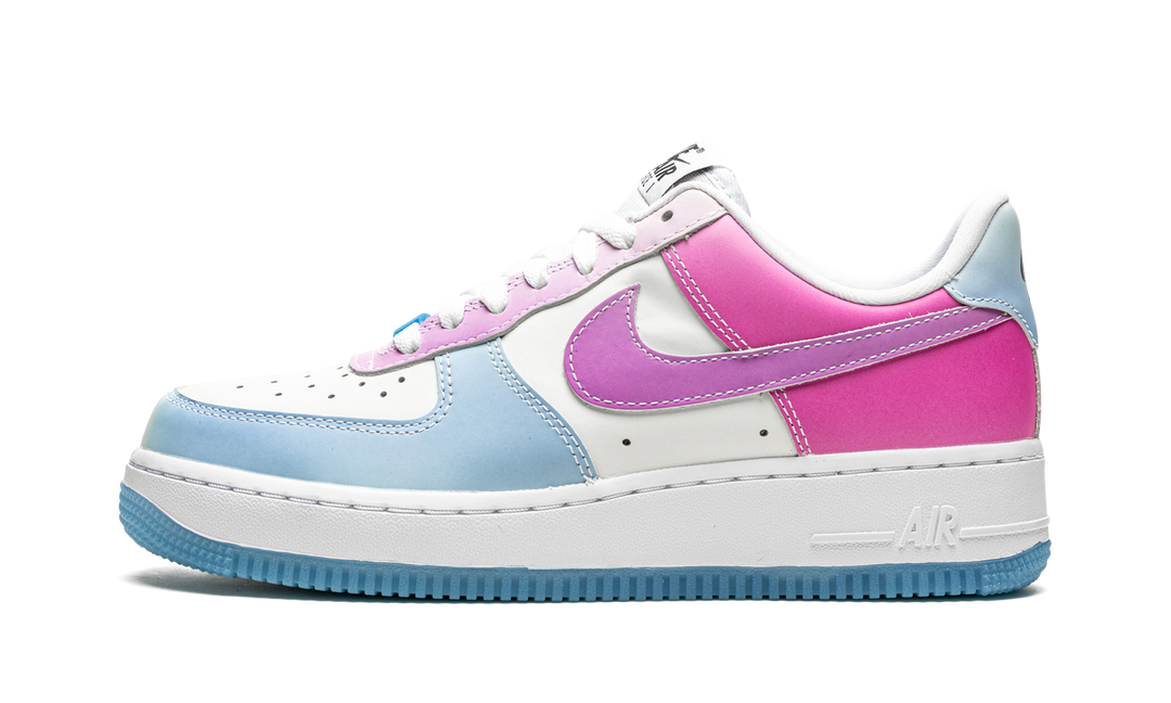 NIKE AIR FORCE 1 LOW UV REACTIVE SWOOSH WHITE BLUE PINK WOMENS